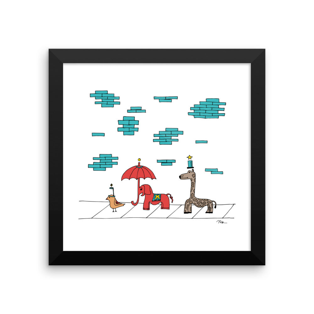 The MoMeMans® The Sidewalkers Print Framed by Monica Escobar Allen