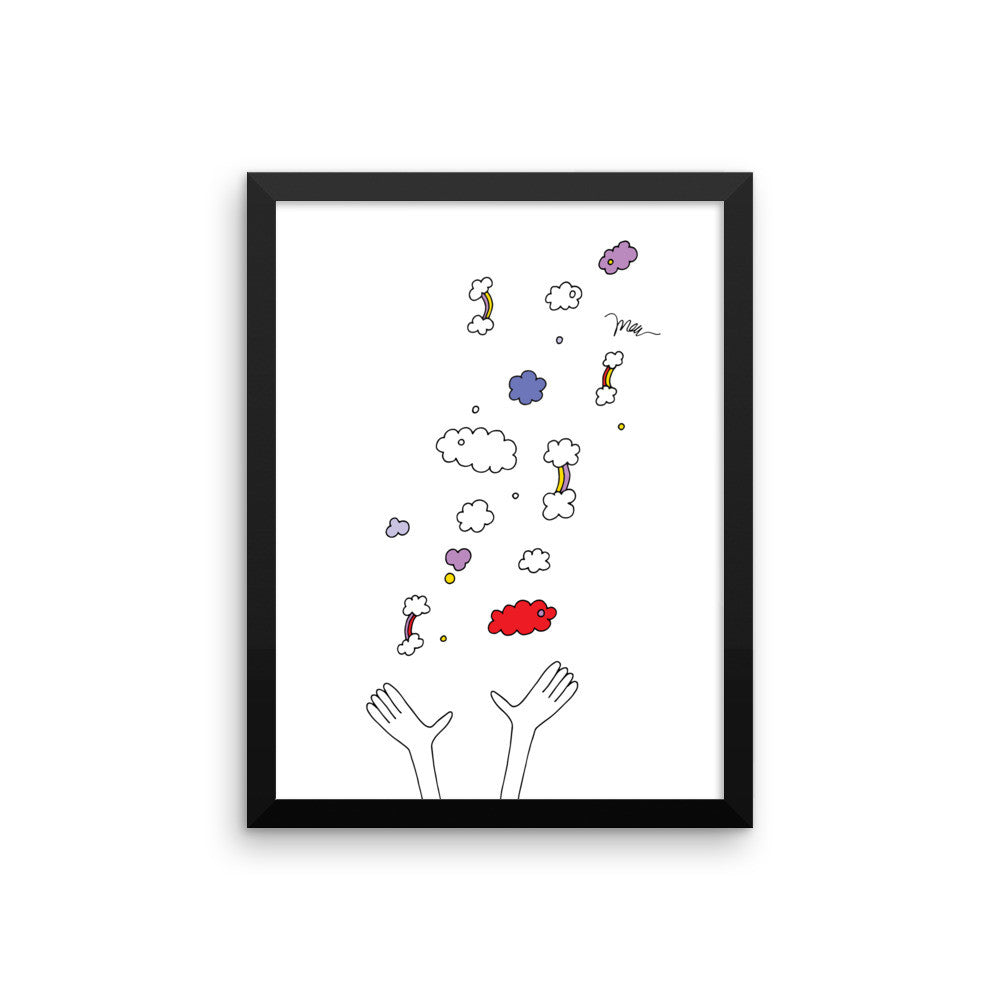 Hands Throwing Rainbows Print Framed from The MoMeMans™ by Monica Escobar Allen