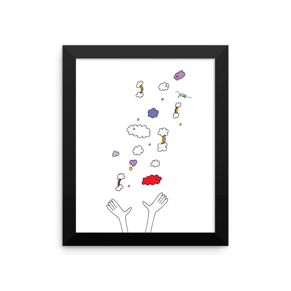 Hands Throwing Rainbows Print Framed from The MoMeMans™ by Monica Escobar Allen