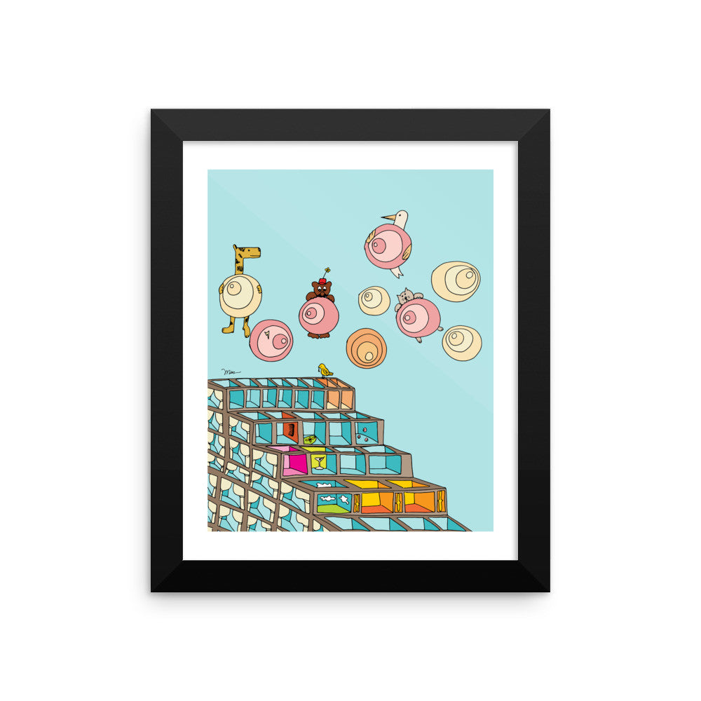 The Stairhouses Print from The MoMeMans® by Monica Escobar Allen