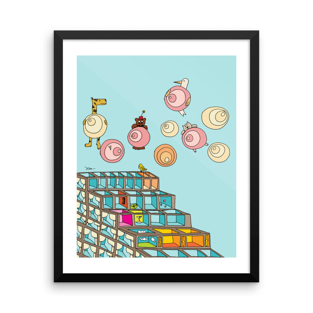 The Stairhouses Print from The MoMeMans by Monica Escobar Allen
